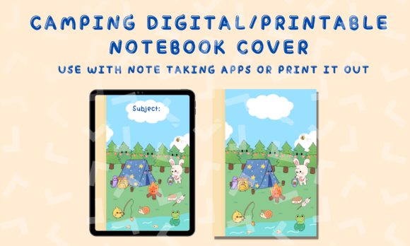Camping Digital Notebook Cover: Gatui and Chickku Explore Your Ideas